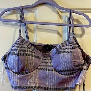 NWT J for Justify Plaid Bra top - size XL